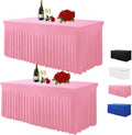 Albassa Table Skirts for Rectangle Tables 6ft - Fitted Spandex Ruffle