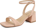 Women's Strappy Low Block Heels Comfortable Ankle Strap - Dressy