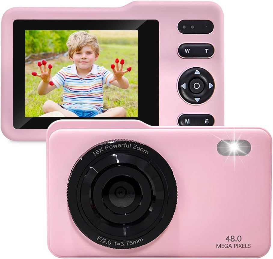 Kids FHD1080P Dummy Camera with 64GB Card - Shake-Free Fun! (Pink)