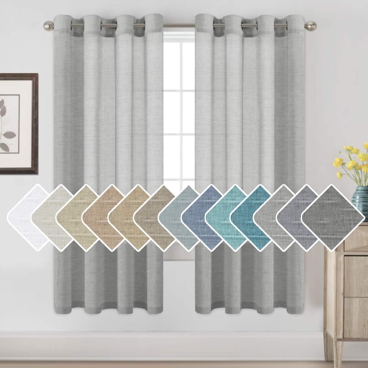 Linen Sheer Curtains 72 Pair Set for Elegant Window Treatment