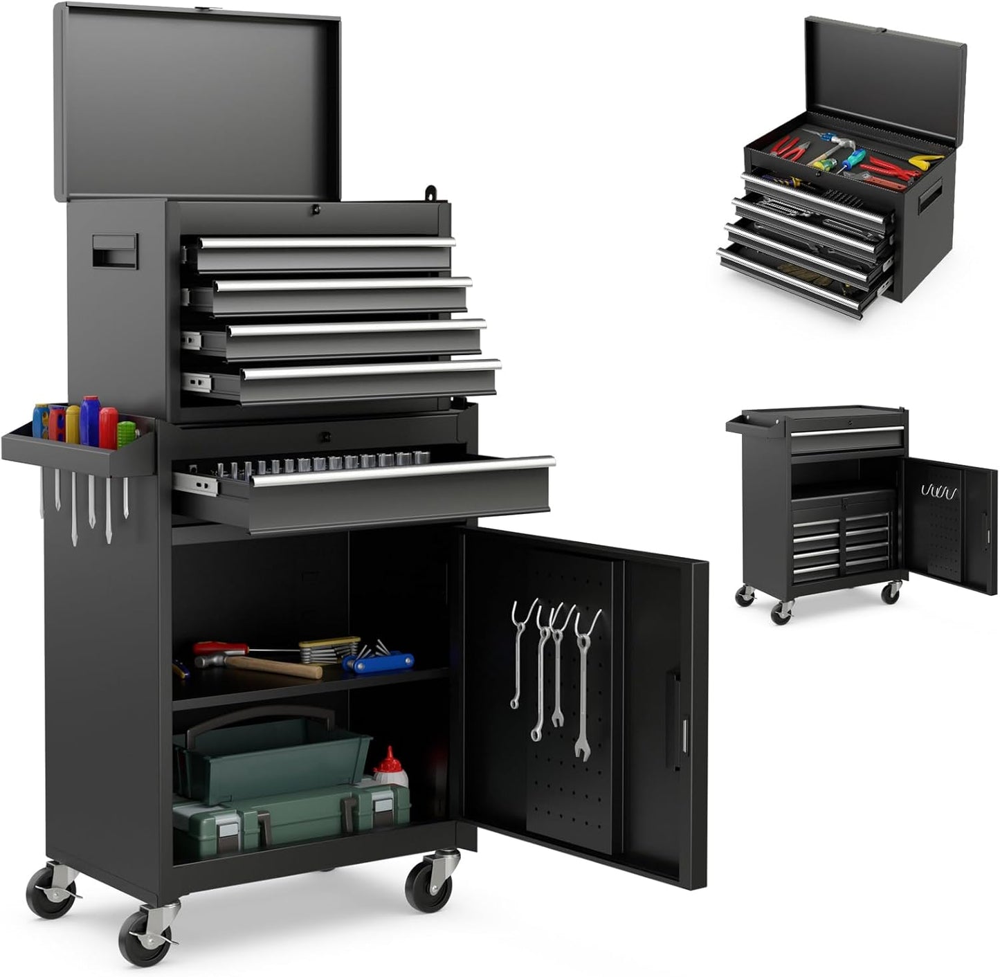 Goplus 5 Drawer Rolling Tool Chest with Detachable Toolbox