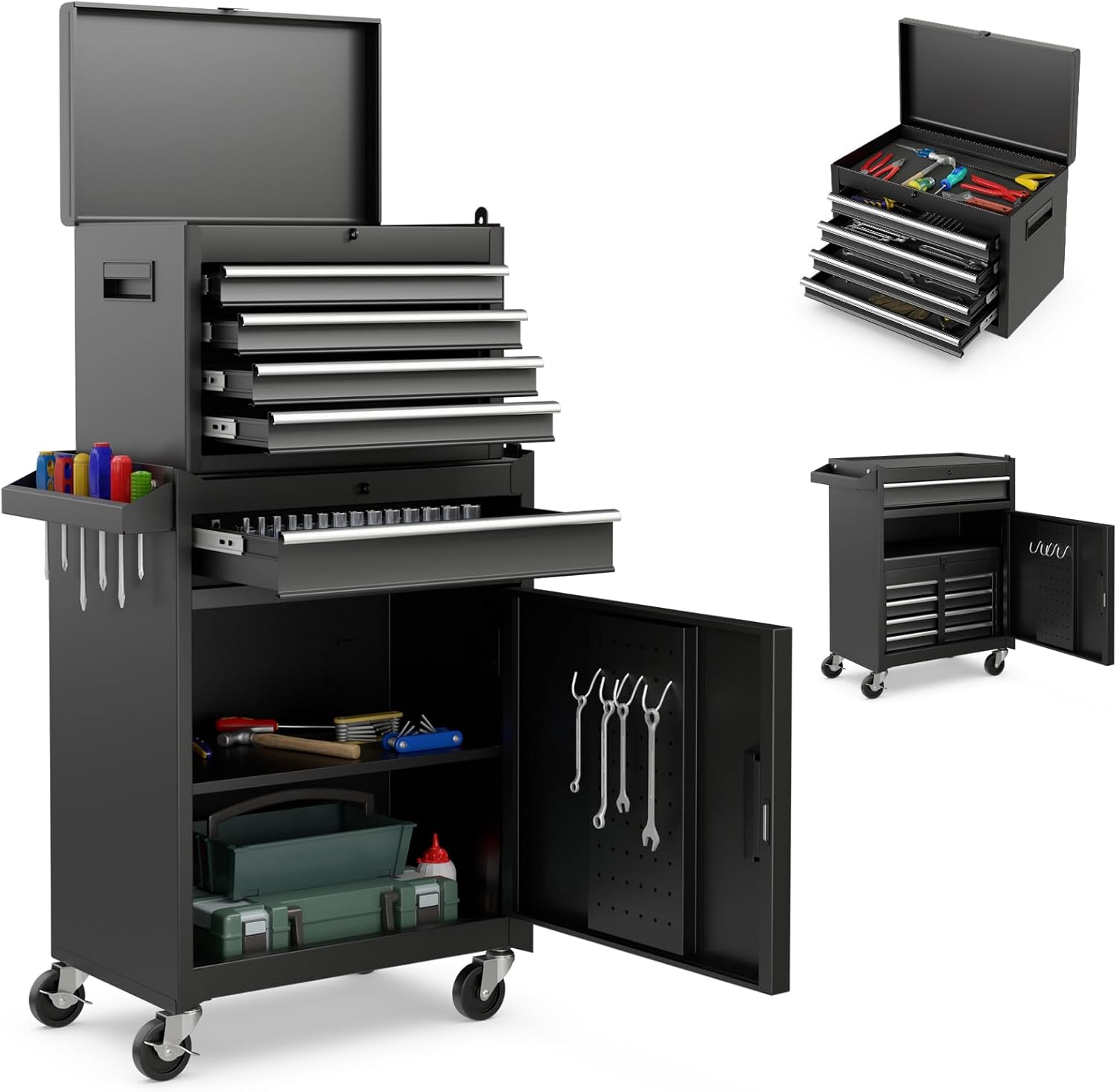Goplus 5 Drawer Rolling Tool Chest with Detachable Toolbox