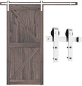 SMARTSTANDARD 6.6 ft Brushed Nickel Barn Door Hardware Kit - Smooth