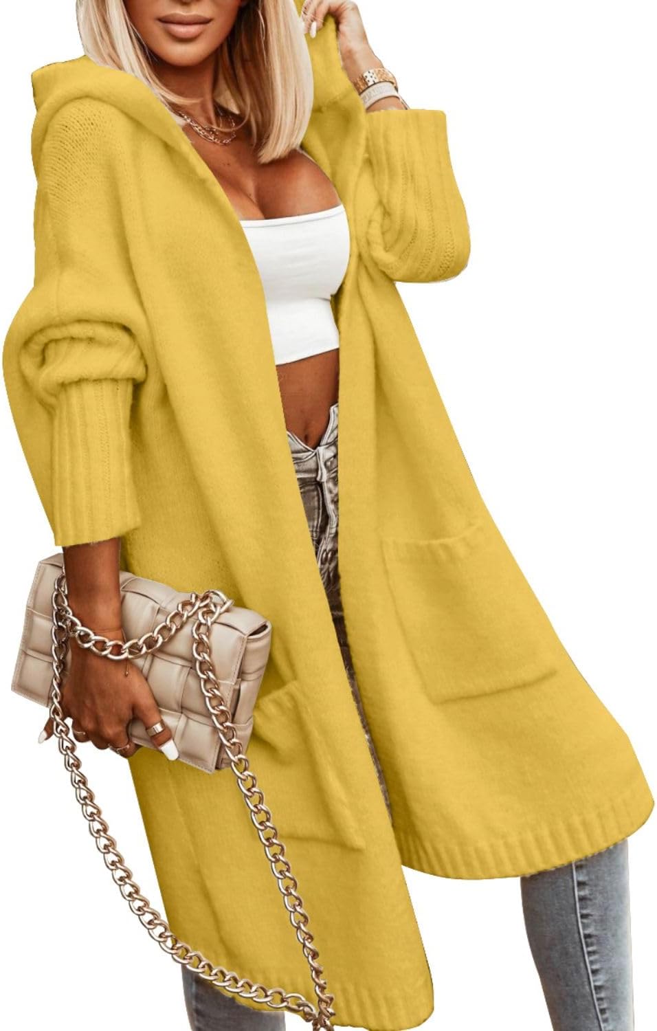 Aoysky Womens Long Cardigans Oversized Hooded Sweater Coat