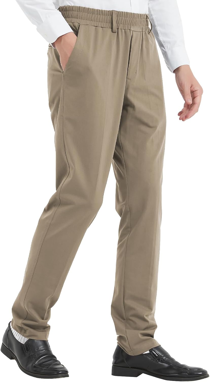 LETAOTAO Mens Elastic Waist Pants for Seniors with Magnet Button