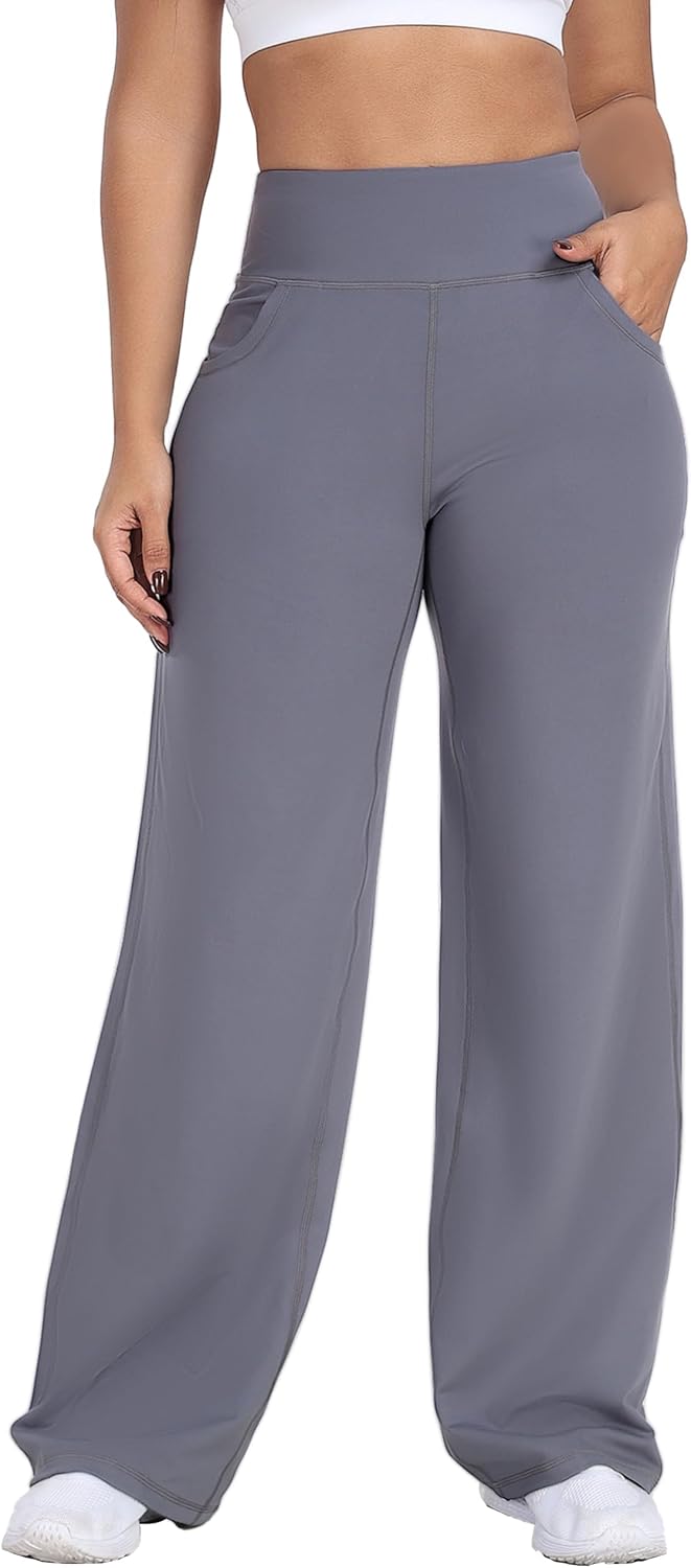 Wide Leg Yoga Pants for Women with Pockets - High-Waisted Style