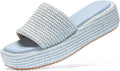Raffia Platform Sandals for Women - Wicker Espadrille Slides