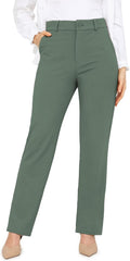 Women High Waisted Straight Leg Dress Pants - Comfortable Office Fit