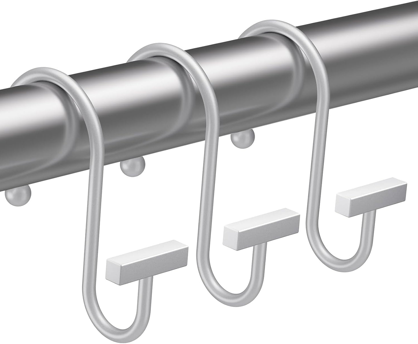 Rust-Proof Silver T-Bar Shower Hooks - 12PCS