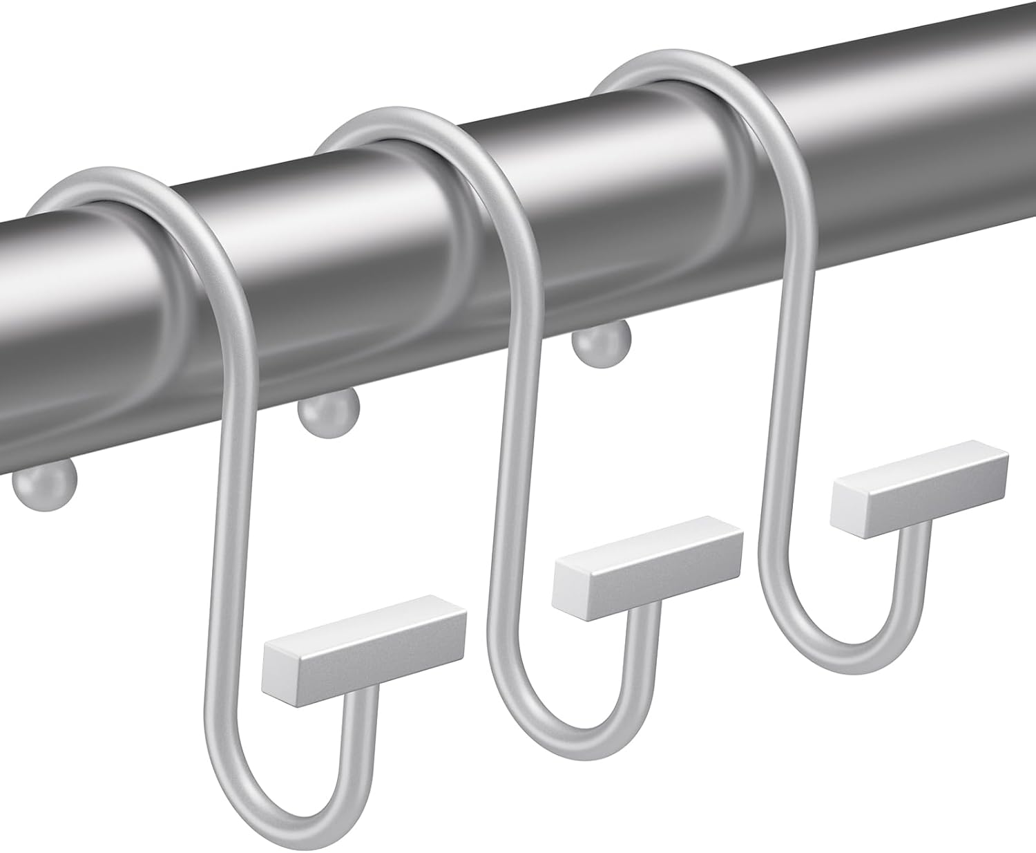 Rust-Proof Silver T-Bar Shower Hooks - 12PCS