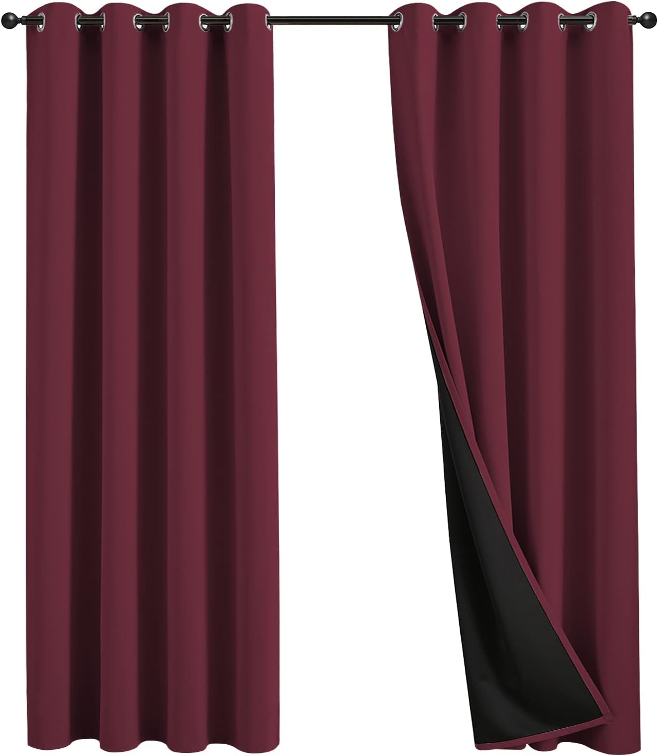 JSFLY 100% Blackout Curtains - Noise Reduction & Thermal Insulated - 2 Panels