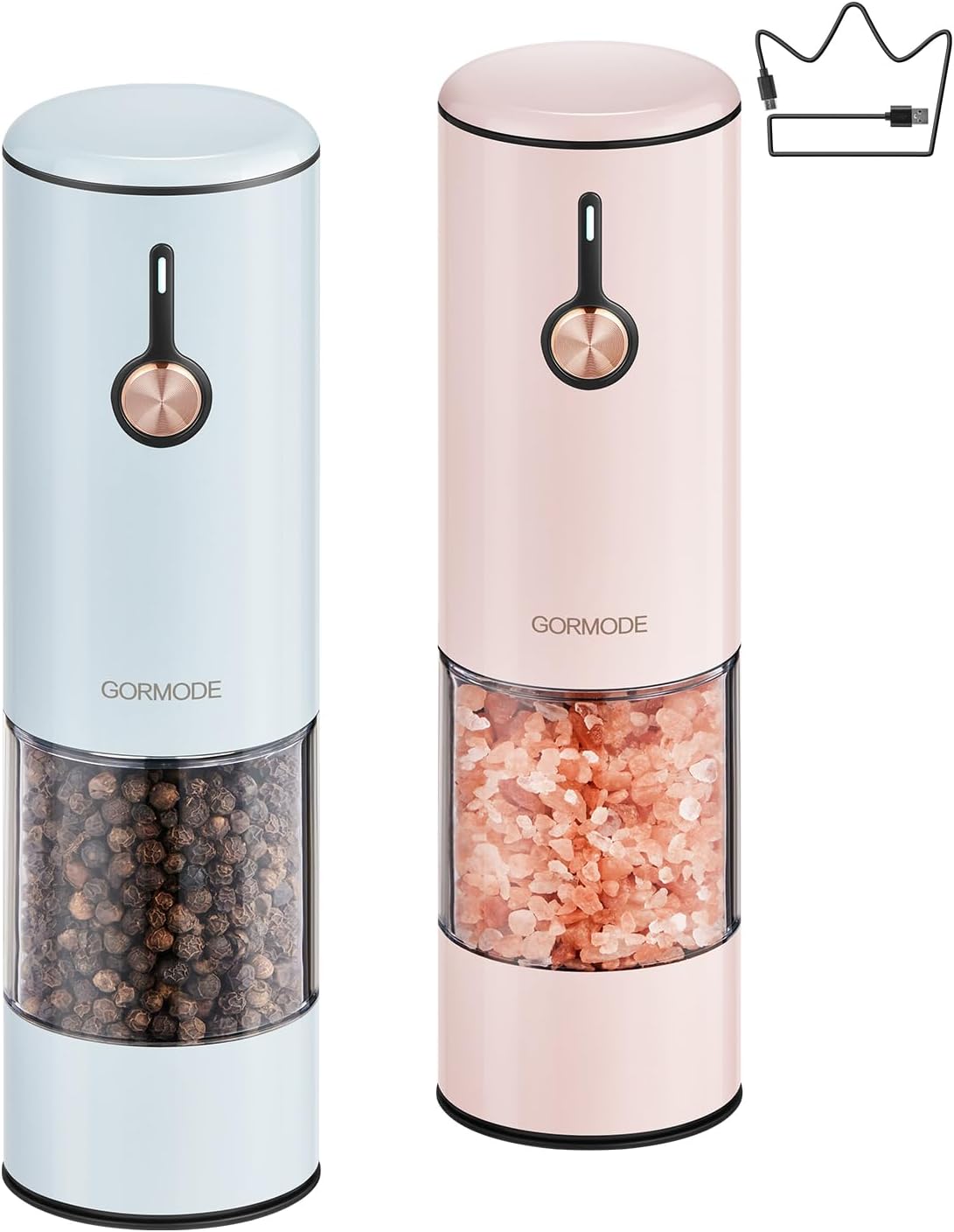 Electric Pepper Grinder and Salt Mill Set with USB Rechargeable