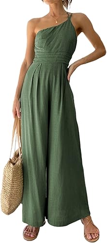 PRETTYGARDEN Women's Summer One Shoulder Strap Jumpsuits Review