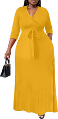Nmoder Plus Size Maxi Dress for Women - Floral 3/4 Sleeve Style