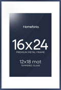 Homeforia 16x24 Navy Blue Picture Frame matted to 12x18 - Gallery Look