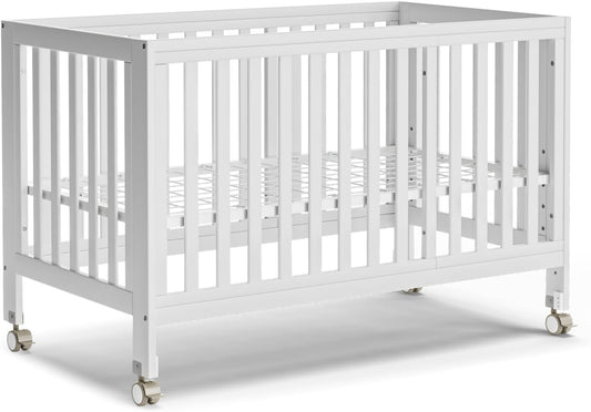 EvoNest 11 in 1 Convertible Mini Crib with Wheels for Growth