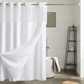 Extra Long Waffle Weave No Hook Shower Curtain with Snap in Liner