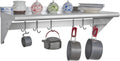 Stainless Steel Shelf with 6 Hooks 12ft x 36ft Pot Rack - Heavy Duty