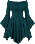 Scarlet Darkness Women Renaissance Off Shoulder Handkerchief Dress hem