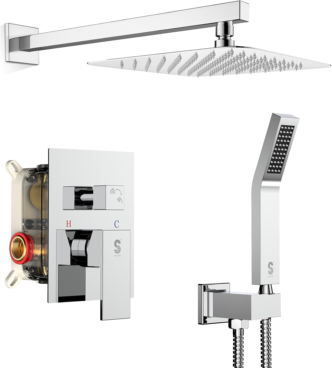 Luxury Rain Mixer Combo Set with Polished Chrome Finish
