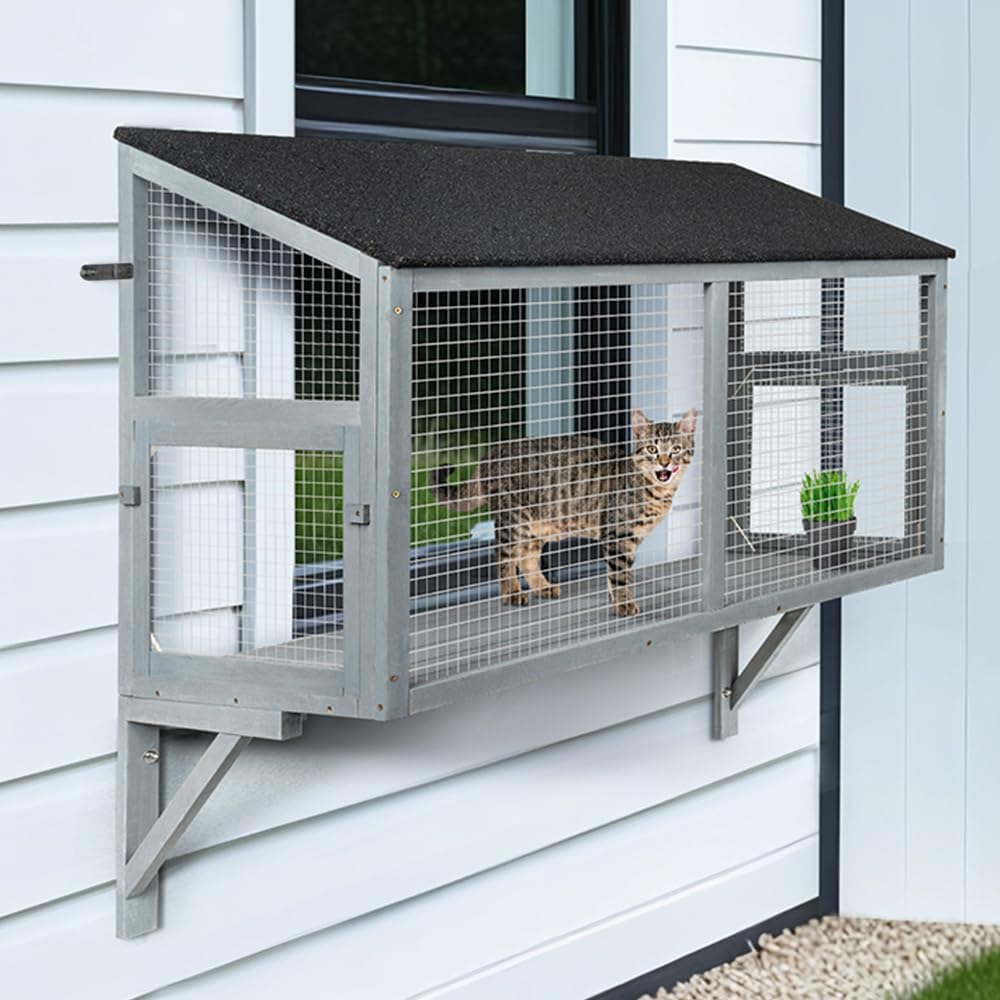 beeNbkks Cat Catio Window Box Enclosure for Indoor Cats