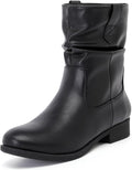 Women's Slouchy Ankle Boots - Flat Low Calf Booties for Comfort