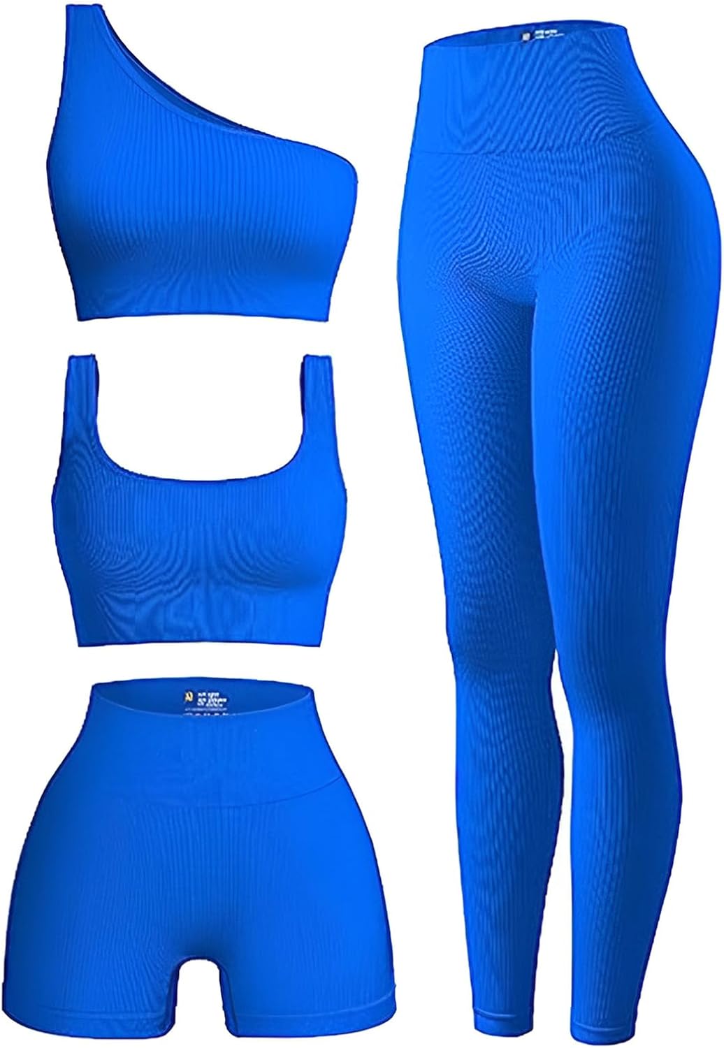 4 Piece Workout Sets for Women Ribbed Leggings Active Wear