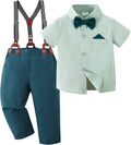 Toddler Boy Dress Shirt Suit with Bowtie and Suspenders - Formal 1-6