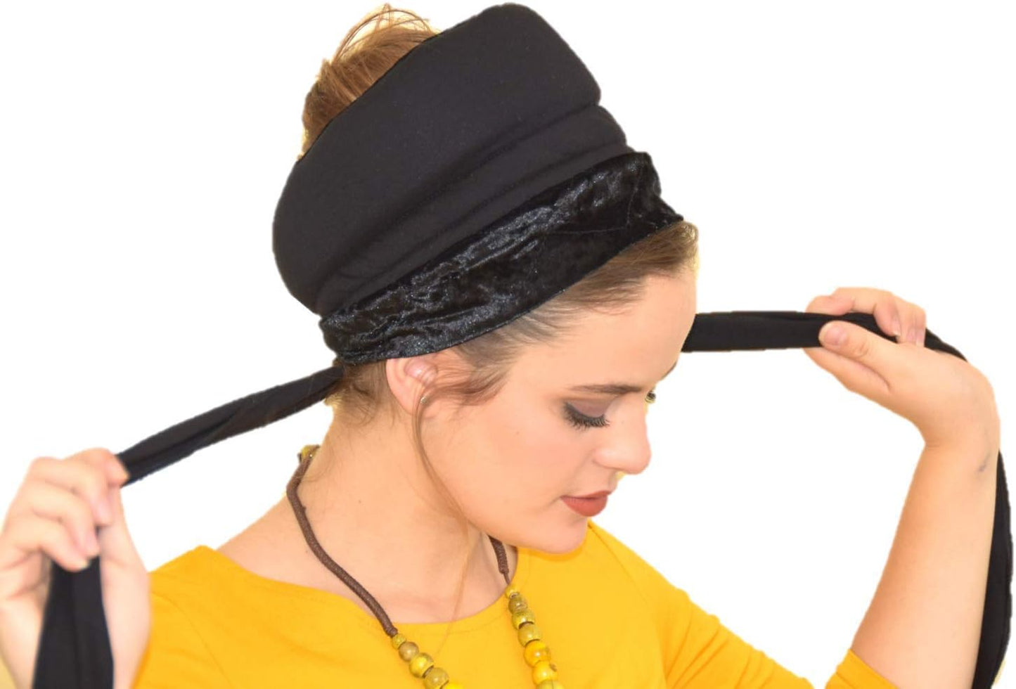 BoboBand Big Black Volume Non-Slip Headband for Tichel & Bandana