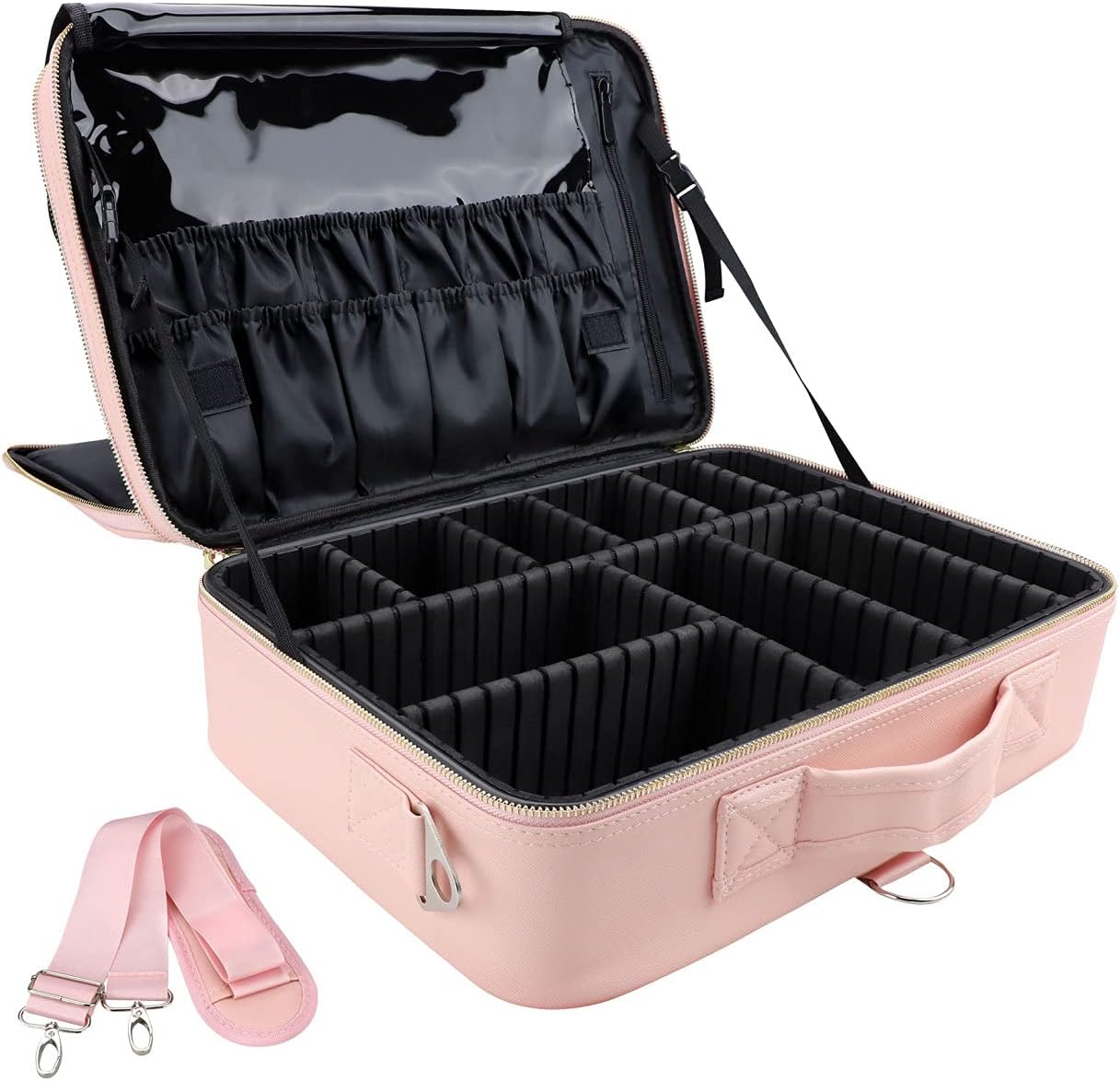 JOURMON Travel Makeup Case with Adjustable Dividers for Organizing