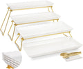 Extra Large 4 Tier Serving Tray Set - Wave Edge Melamine Dessert