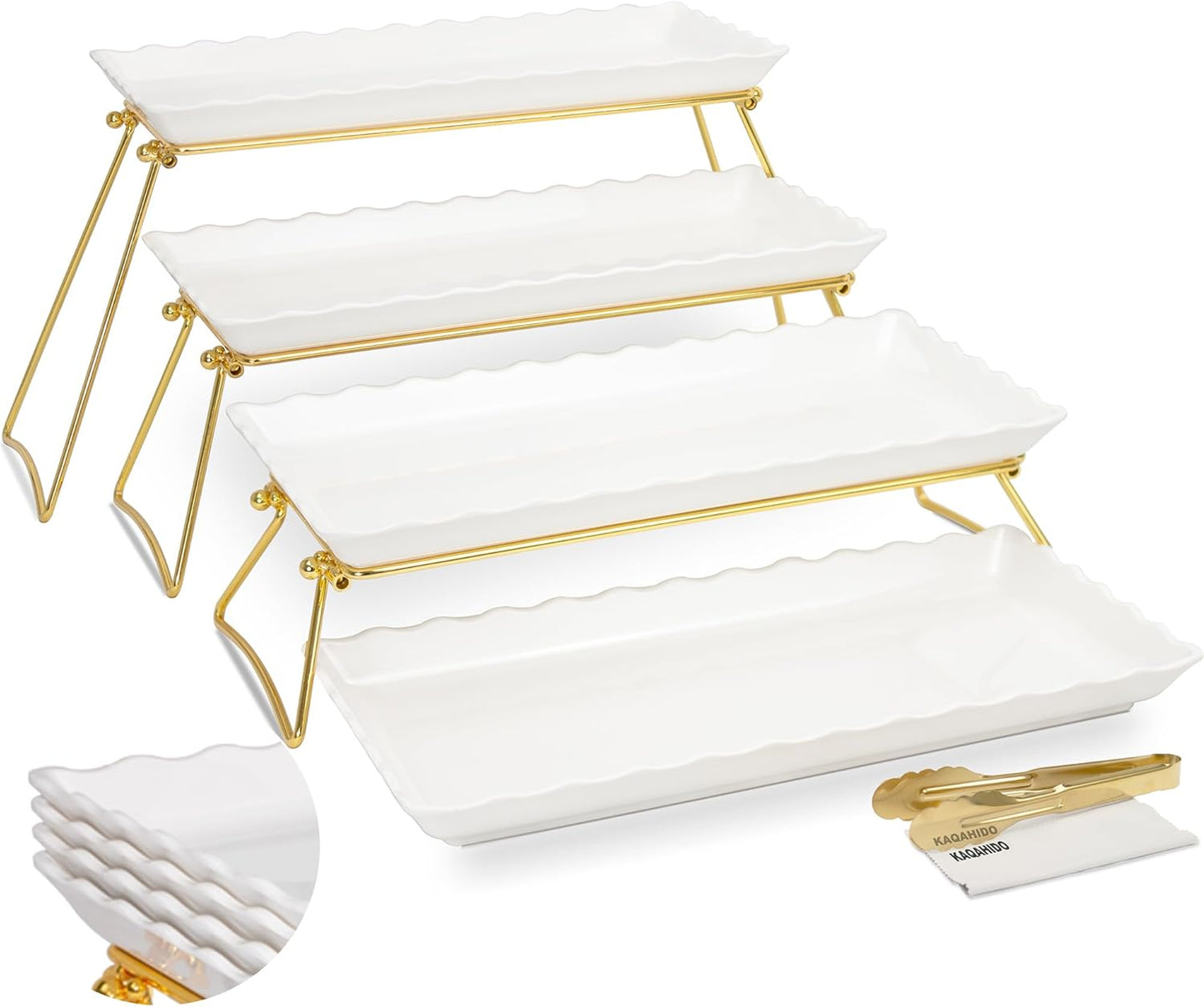 Extra Large 4 Tier Serving Tray Set for Elegant Entertaining