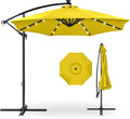 10ft Solar LED Offset Patio Umbrella - Yellow Sun Shade