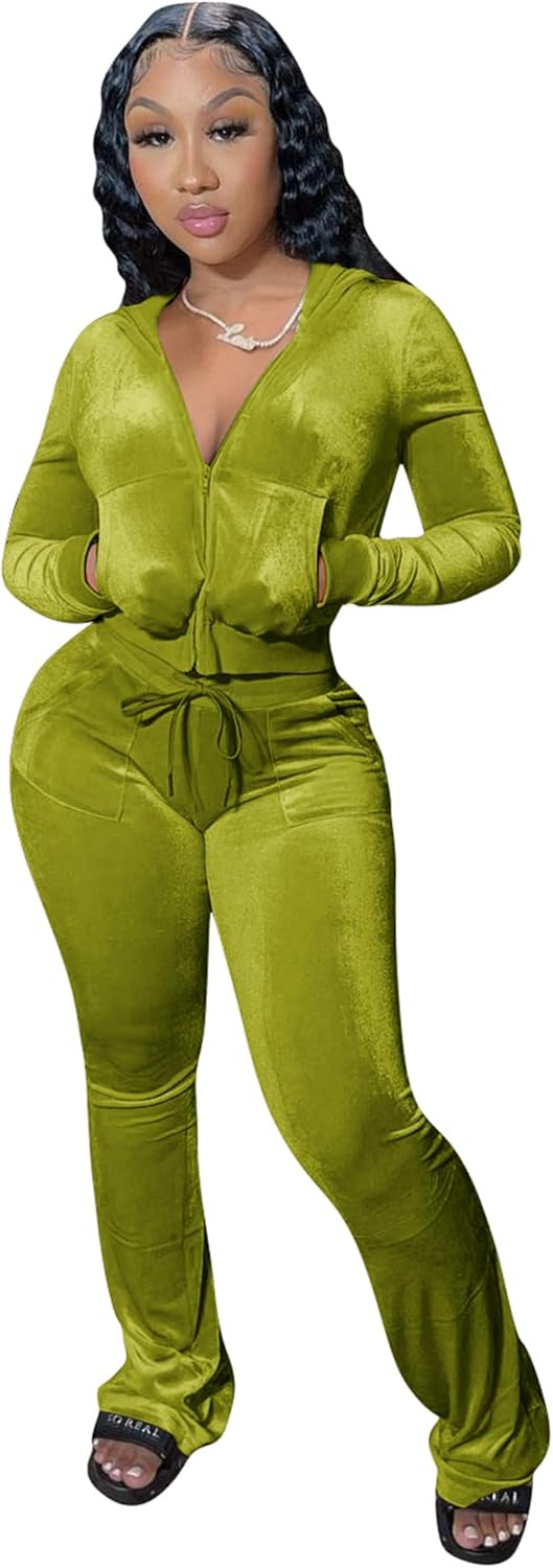 Womens 2 Piece Velour Tracksuit for Stylish Comfort and Fit