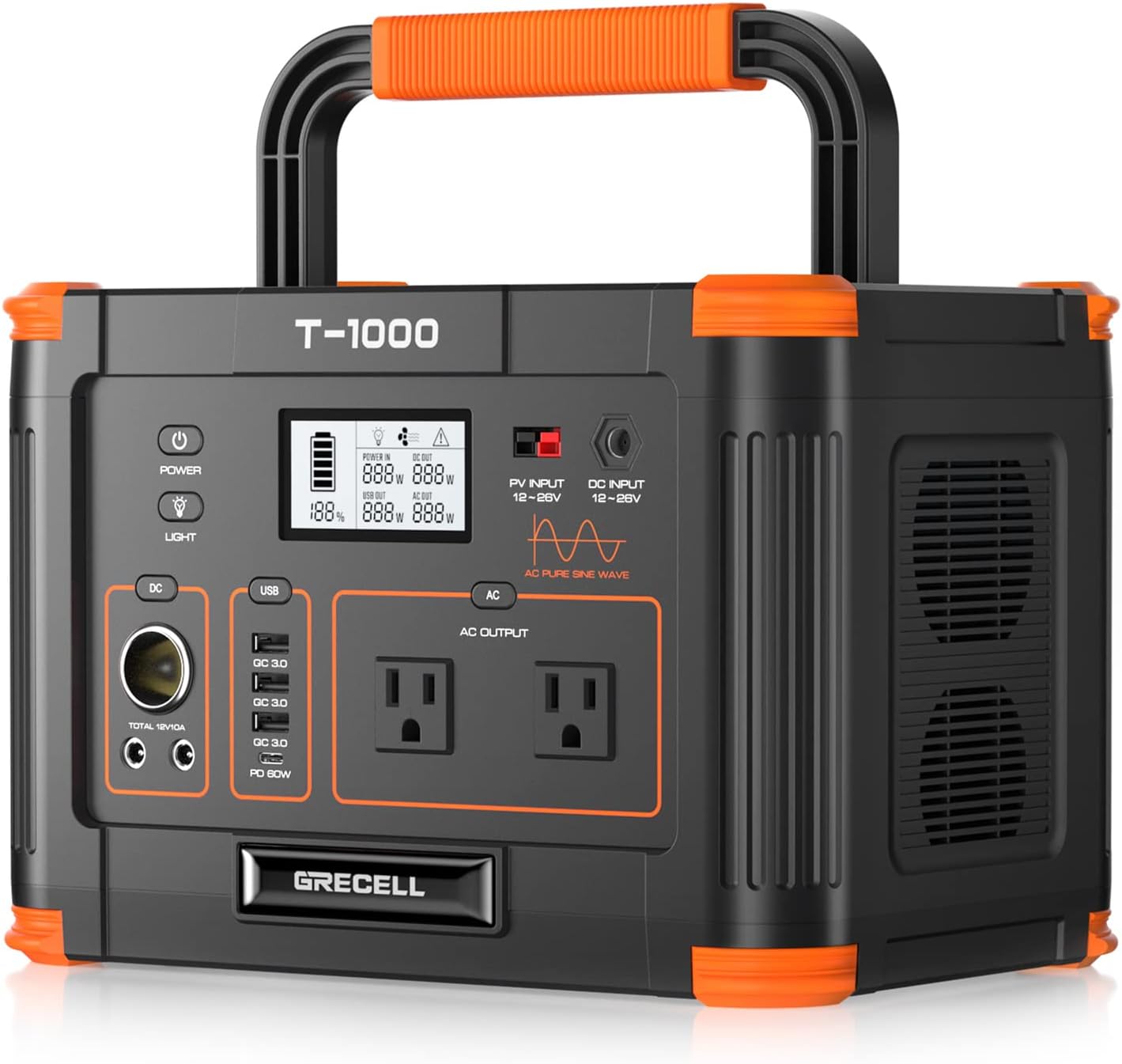 GRECELL 999Wh Solar Generator: Power Packed Portability