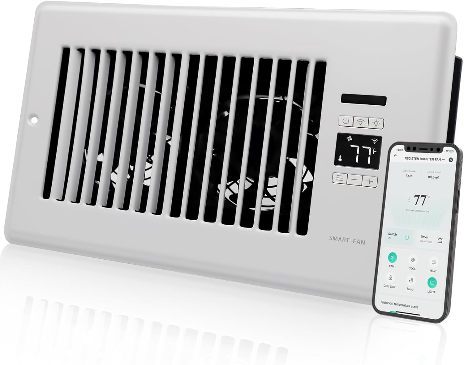 Super Quiet Register Booster Fan for 6 x 10 Register Vents