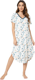 Nightgown for Women Viscose Bamboo V Neck Sleepshirt - Cooling Comfort