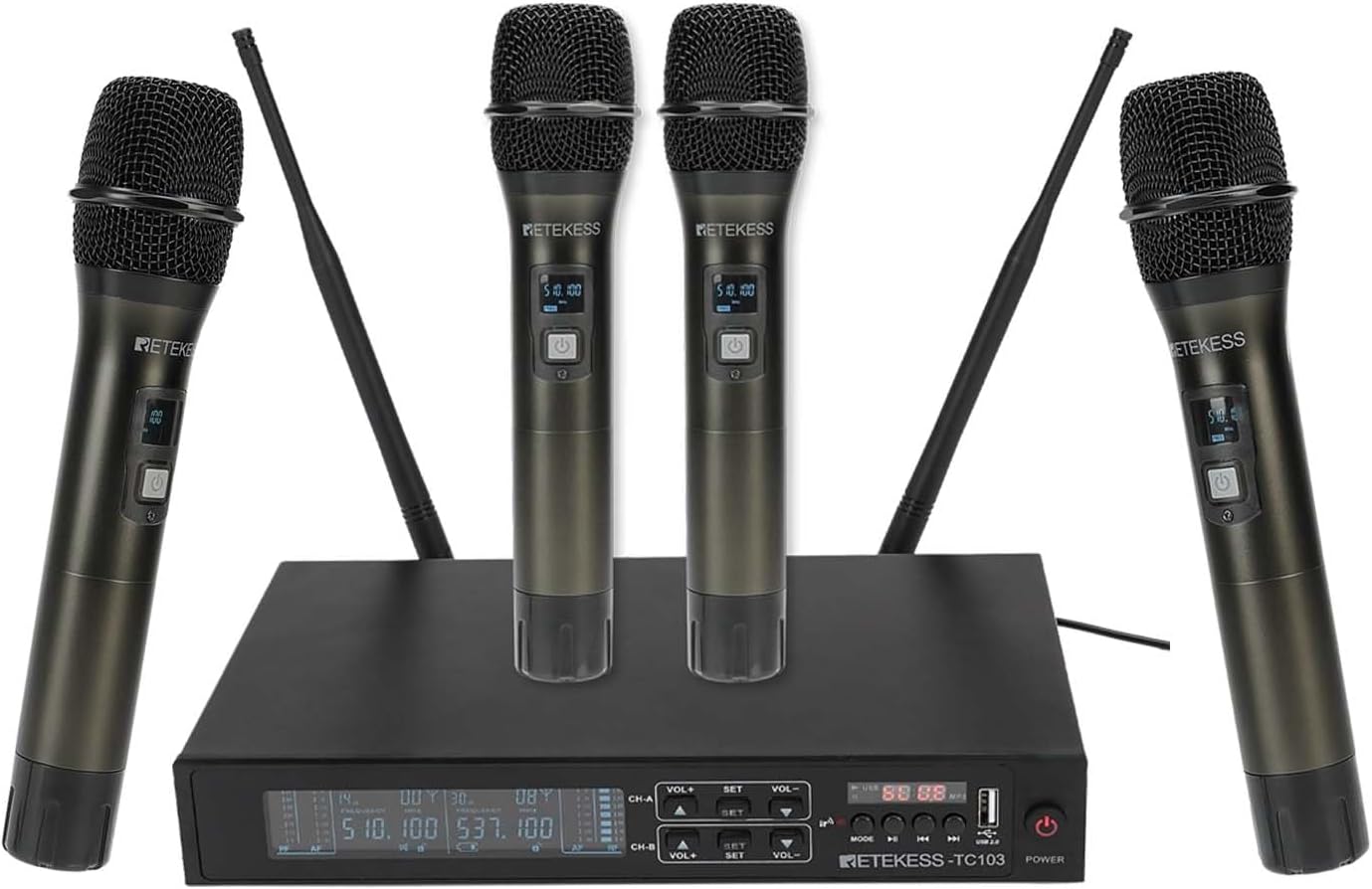 Retekess TC104 Wireless Microphone System for Karaoke and Events