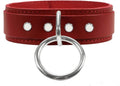 Atlanta V Collar Genuine Cowhide Latigo Leather - Red Large