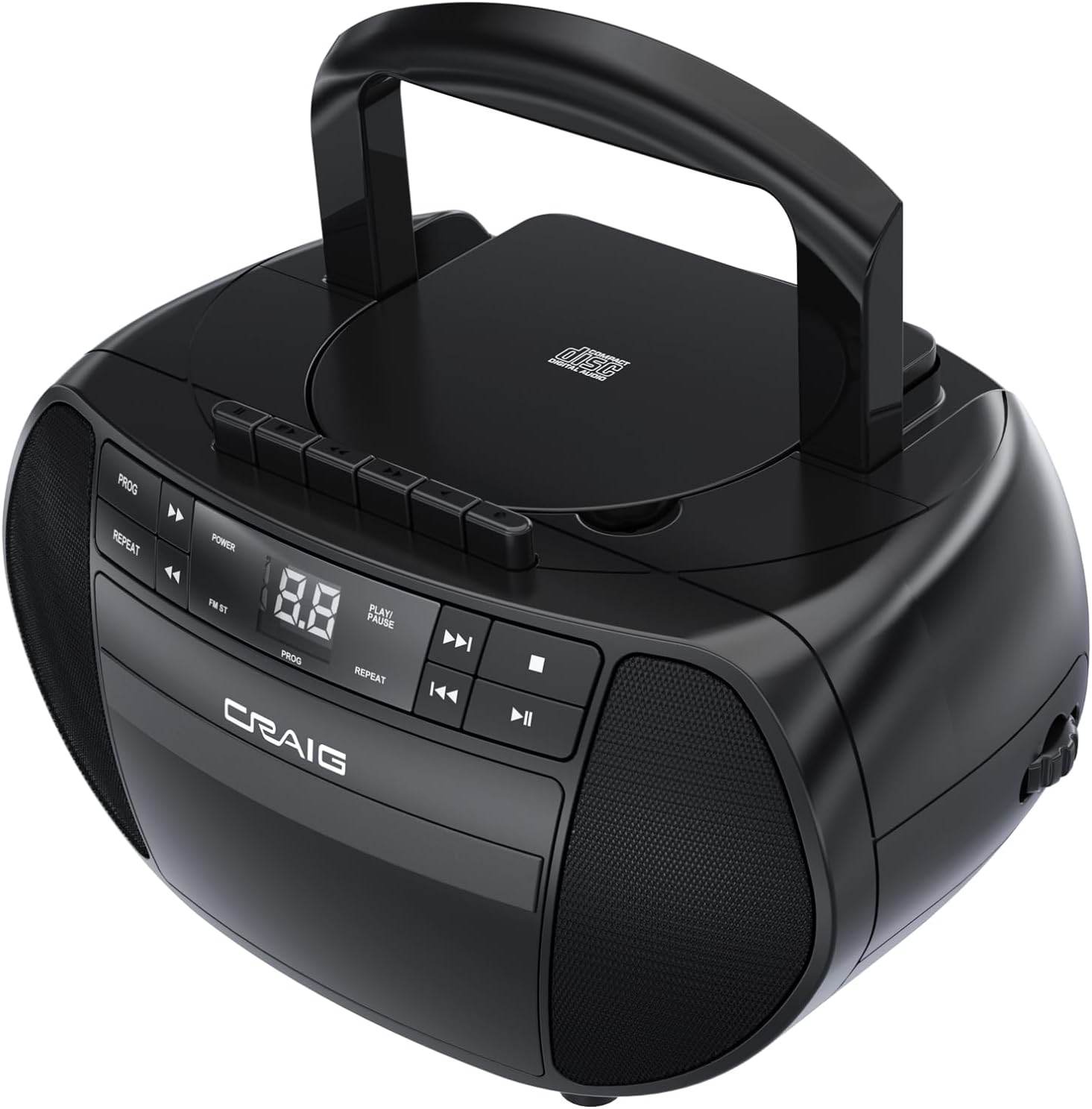 Craig Portable Top-Loading CD Boombox with Cassette Player