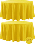 120 in Yellow Round Waterproof Tablecloth 2-Pack - Polyester, Stain