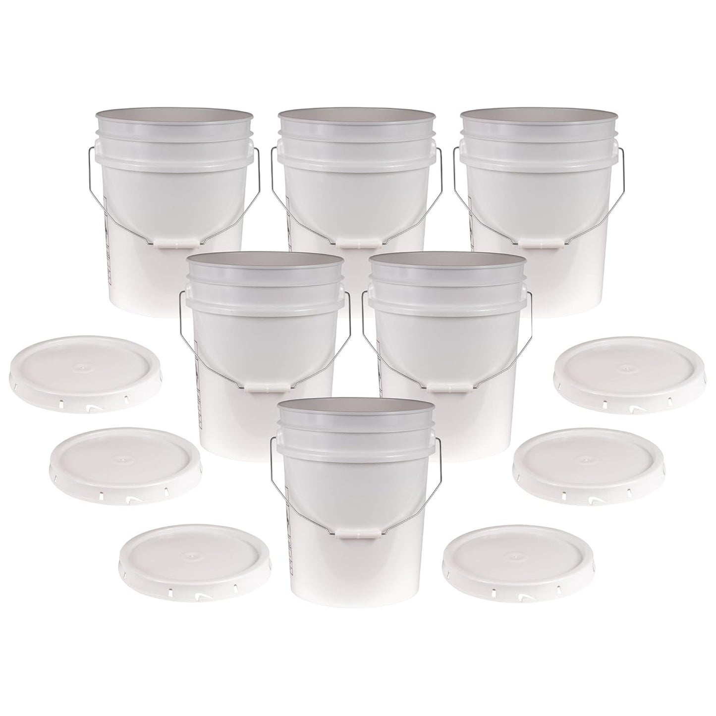 Durable 5 Gallon White Bucket & Lid - 12 Pack for All Uses