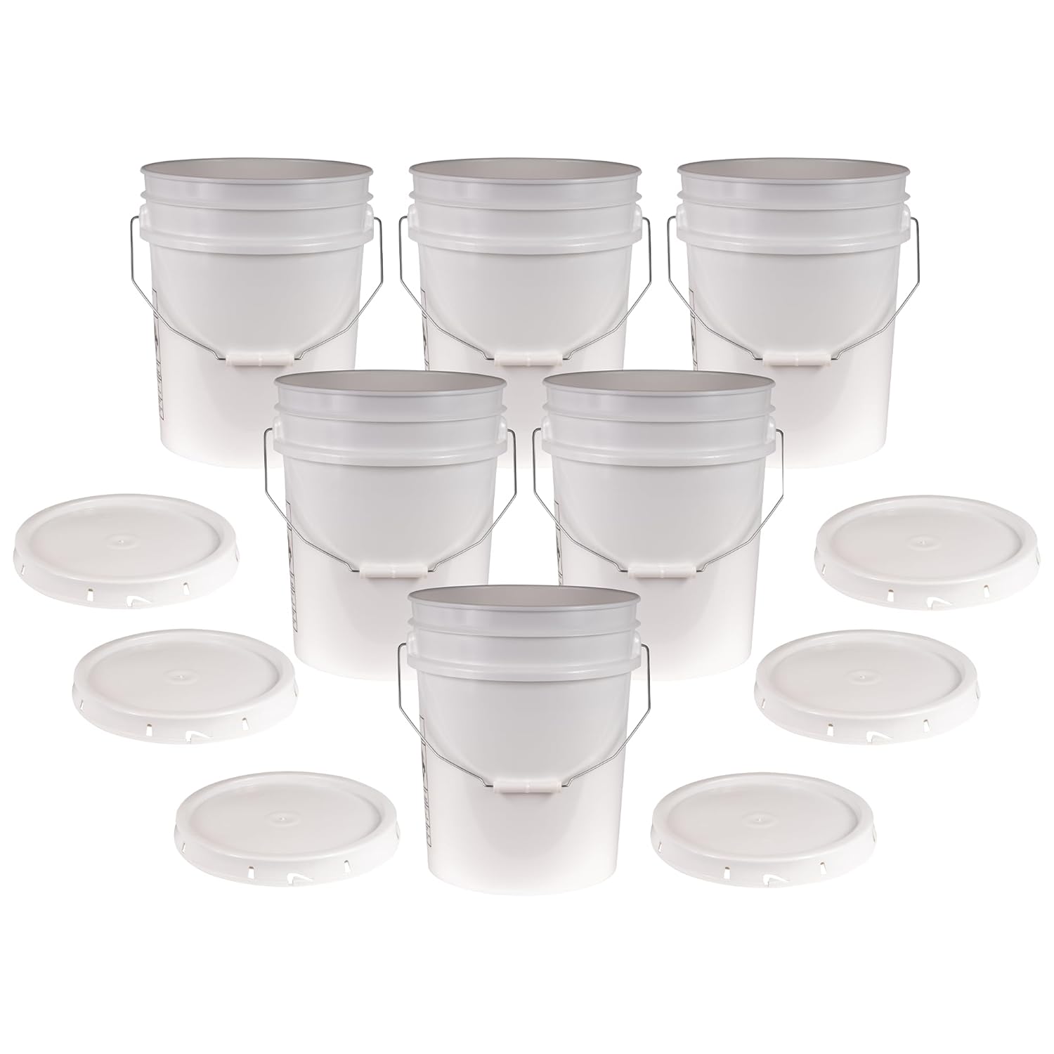 Durable 5 Gallon White Bucket & Lid - 12 Pack for All Uses