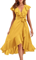 PRETTYGARDEN Women's Cross Midi Dress - Flattering Summer Wrap Dress