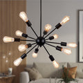 Sputnik Chandeliers Black 12-Light Mid Century Pendant - Retro Modern
