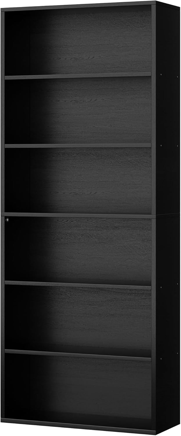 Sturdy 6-Tier Open Bookcase for Home Office and Living Room