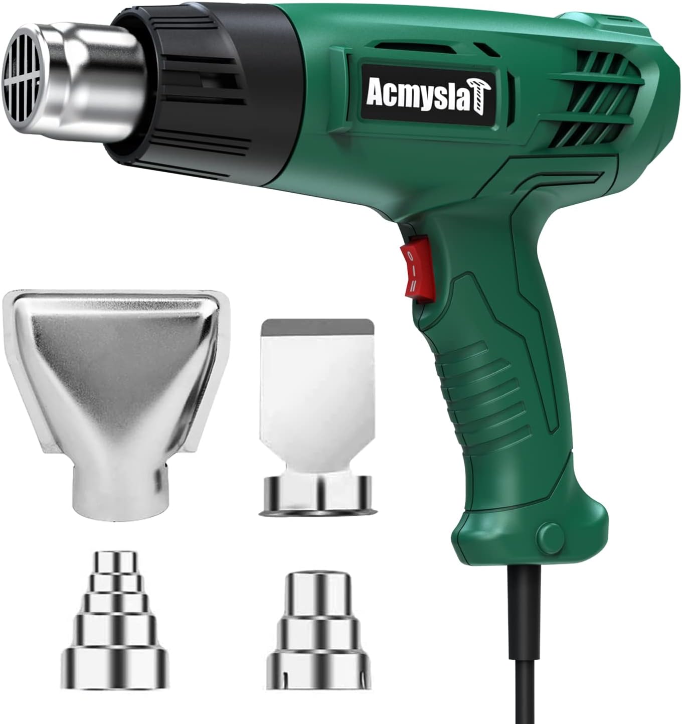 Professional Dual Temp Heat Gun Kit - 4 Nozzles, Overload Protection