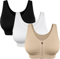 Women's Zip Front Sports Bra Wireless Post-Surgery Bra - Easy Front