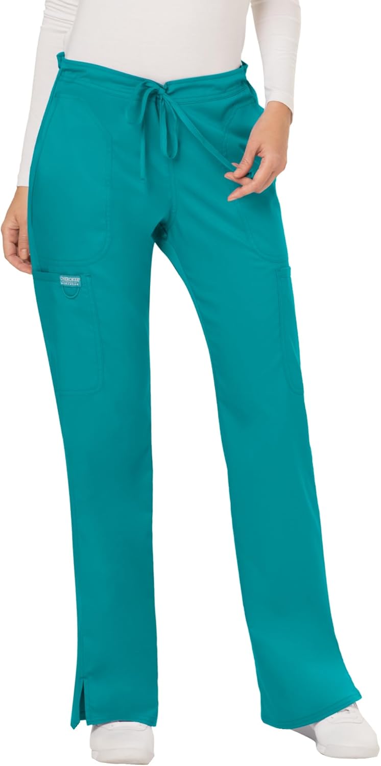 Cherokee Scrubs for Women Mid Rise Flare Drawstring Pants