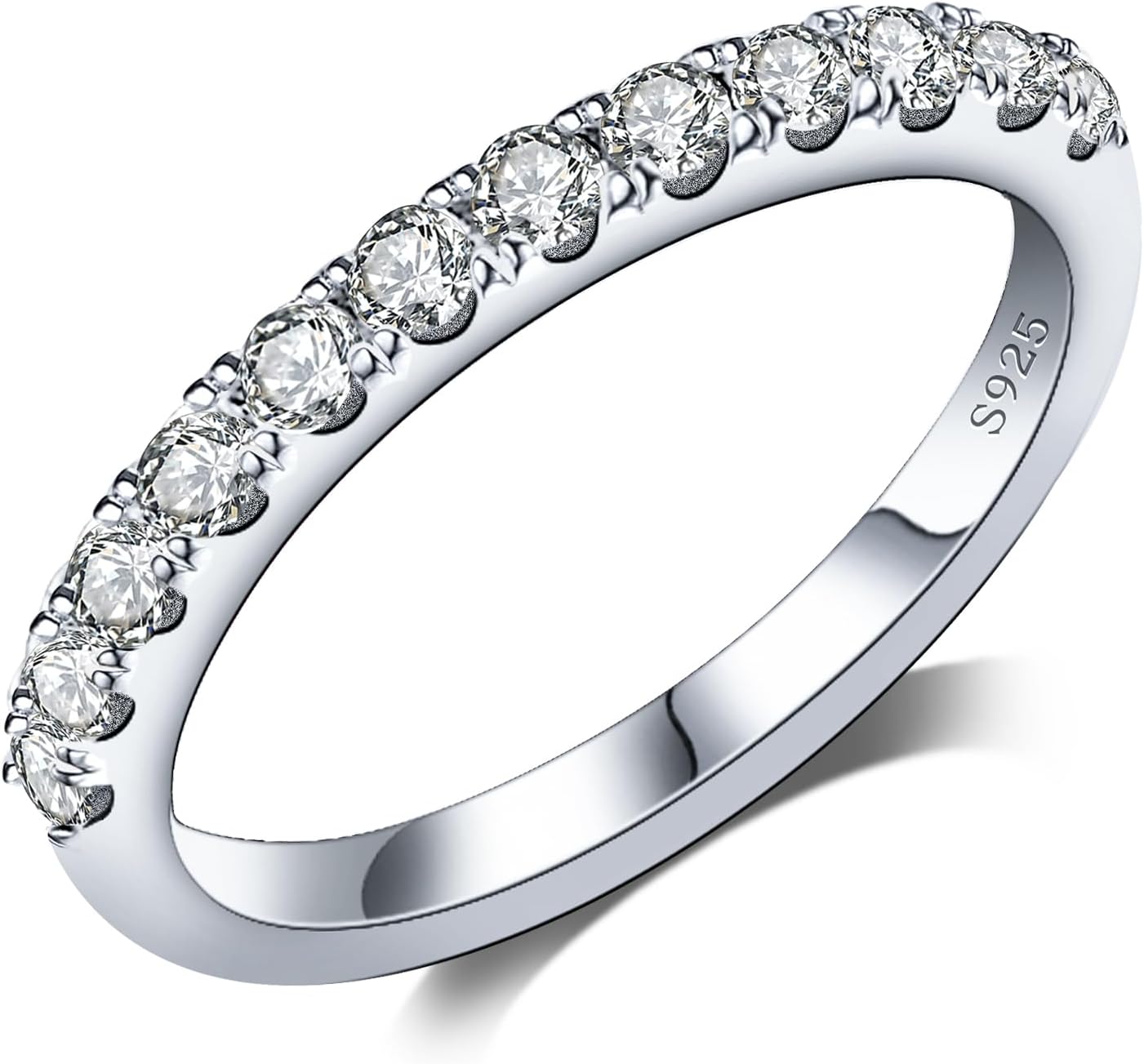 Moissanite Wedding Bands in 925 Sterling Silver for Women